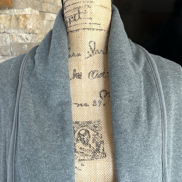 James Perse gray open front cardigan sweatshirt pockets roll sleeves heavy - Picture 2 of 16